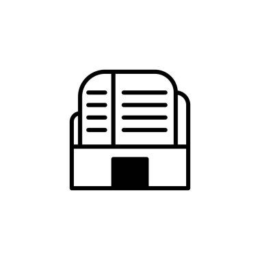 Bir minimalist mimari ikon bir idari binayı temsil eder. Resmi organizasyon, yapısal bütünlük ve şehir manzarası kavramlarını taşır, kurumsal merkezleri sembolize eder.