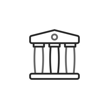 Büyük bir binanın ön cephesinin ayrıntılı, minimalist çizimi. Mimari mirası, kurumsal otoriteyi gösterir ve yönetim, tarih ve kültürel korunmanın önemini sembolize eder..