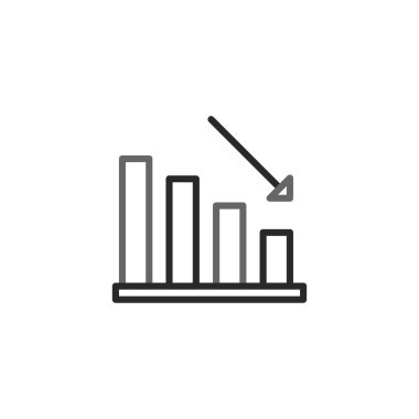 Bu çubuk grafiği aşağı inen okla gösterilen aşağı yönlü bir eğilimi gösteriyor. Potansiyel finansal kaybı, piyasa değerinin düşüşünü ve iş düşüşünü temsil eden bu görüntü,