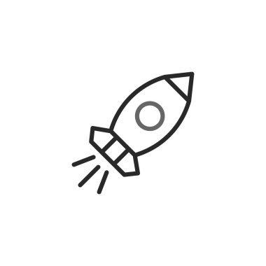 Bir roketin fırlatılışının minimalist bir tasviri. Girişimleri, yenilikleri, teknolojik ilerlemeyi ve hırslı hedeflerin peşinde koşmayı temsil etmek için mükemmel. Bu temiz vektör grafiği