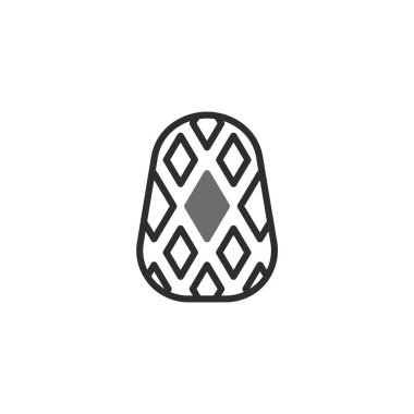 Bu resim, organik olarak yuvarlak bir şekle bürünmüş elmas motifler koleksiyonuyla karakterize edilmiş biçimlendirilmiş geometrik bir şekle sahiptir. Tasarım minimalizme doğru eğiliyor, modern bir yapıya bürünüyor.