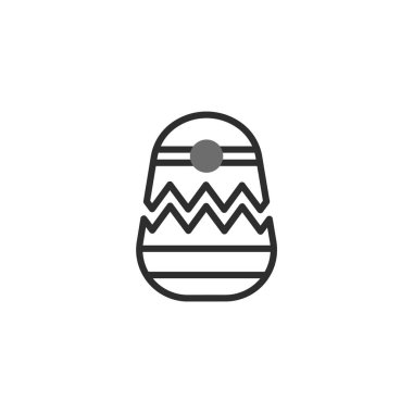 Tarzlı bir paskalya yumurtası amblemi çatlak bir cepheyi gösteriyor. Dekoratif çizgiler ve dinamik bir zikzak deseni içerir. Tasarım net bir tasarım ve asgari estetik kullanır, modern ve