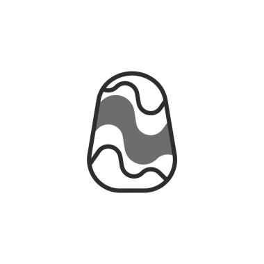 Minimalist ve stilize edilmiş bir yorumda, rahatlatıcı gölgelerde akıcı ve soyut dalgalı desenlerle süslenmiş bir kaya ya da çakıl taşı sergileniyor. Bu basit grafik sanatı nötr monokrom rengini içerir