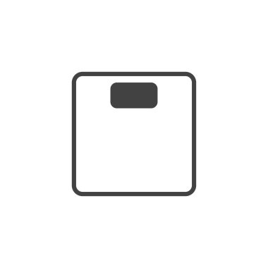 Banyo terazisinin minimalist bir illüstrasyonu sağlık, spor ve ağırlık yönetimini simgeler. Kişisel sağlık, sağlık ve yaşam tarzını temsil eden cihaz, ağırlığı ve