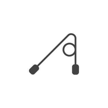 Fiziksel zindelik, egzersiz rutinleri, spor aktiviteleri ve sağlıkla ilgili tasarımlar için ideal olan bir ip atlama ikonunu gösteren minimalist bir illüstrasyon. Bu temiz ve çağdaş grafik