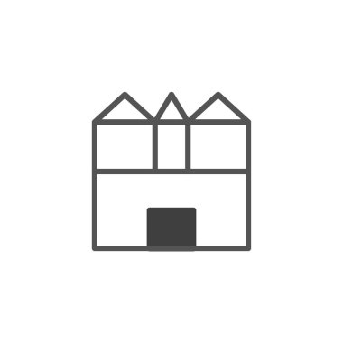 Minimalist çizimler bir evin ana hatlarını gösteriyor. Emlak, inşaat ve konut işletmeleri için simgeler, semboller veya logotipler için uygundur. Geometrik bir tasarım yaratıyor.