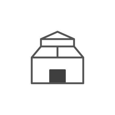 Bir illüstrasyonda mimari tasarımı ifade eden minimalist bir yapı simgesi sergileniyor. Simge geometrik basitlik ve yapısal zarafet sergiliyor ve görsel bir cazibe yaratıyor. Bu resim mükemmel.