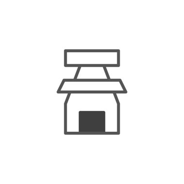 Temel geometrik şekillere sahip soyut bir yapı veya binayı gösteren basitleştirilmiş bir taslak simgesi. Minimalist estetik ve nötr renk paletiyle tasarlanmış yapısal bütünlük ve