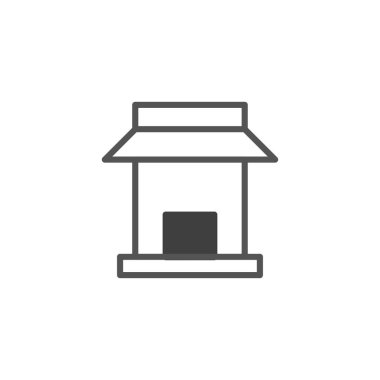 Tezgahın basit bir tasviri, temiz geometrik çizgilerin yer aldığı minimalist bir tarzda sunulmuştur. Tasarım, simgeler için uygun ticari bir yapının özünü taşır.,