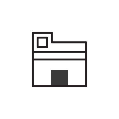 Bu gıcır gıcır, minimalist tasvir bir yapı tasvir ediyor. Temiz çizgiler ve geometrik şekiller modern ve soyut bir mimari temsil yaratır. Bir beyazda izole edilmiş.