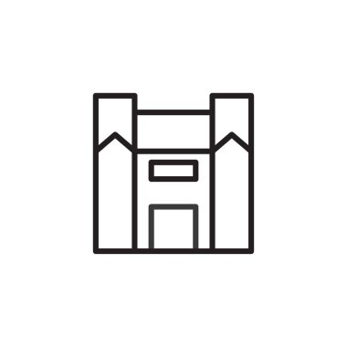 Kale yapısını tasvir eden minimalist bir çizgi. Tasarım, mimari temelleri basit ama kabul edilebilir bir şekilde, illüstrasyonlar, grafik kaynakları ve minimalist için ideal olarak sergiliyor.