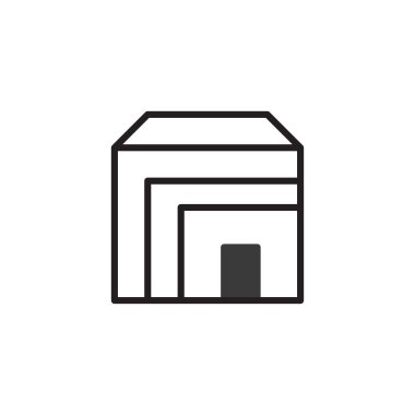 Basit şekillerden inşa edilmiş bir yuva yapısını gösteren minimalist, geometrik bir soyutlama. Bu sanat eseri temel çizgileri ve biçimleri kullanarak açık ve modern grafik gösterimi kavramları oluşturur.