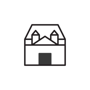 Bu illüstrasyon, temiz, minimalist bir vektör tasarımı ile basitleştirilmiş bir yapı taslağı sergiliyor. Bir evin temel biçimini ve yapısını vurgulayarak yerleşim mimarisini sembolize eder. Bu...