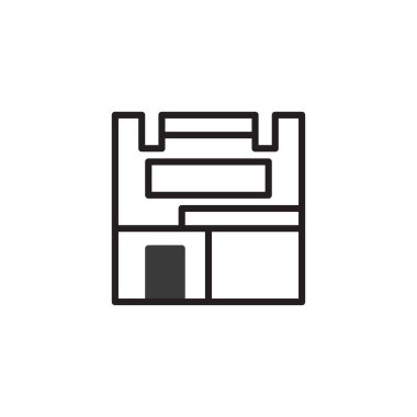 Eski veri depolama teknolojisini sembolize eden disket çizimi. Bu soyut simgesel tasvir, daha önceki bilgisayar çağlarının, dijital mirasın ve verilerin anılarını canlandırıyor.