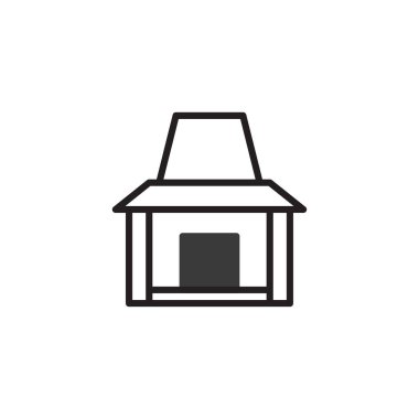 Modelleştirilmiş bir pavyon tasarımı sergileyen minimalist bir ikon. Kalın hatlar ve geometrik biçimler, kültürel bir yapı sunan mimari basitliği yakalıyor. Bu işleme geleneksel olarak vurgulanır