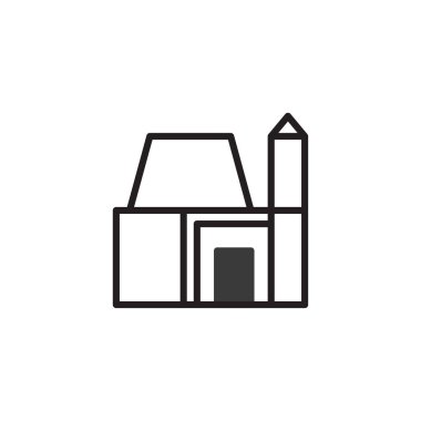 Minimalist bir mimari taslakta geometrik bir tasarımın yer aldığı bir sığınak cephesi sergileniyor. Basit yapı, temiz çizgiler ve tıkanmış modüler formlarla temsil edilir. Bu çağdaş