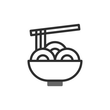 Yemek çubuklarıyla sadeleştirilmiş bir erişte kasesi ikonu aşçılık projeleri için açık ve öz bir temsil sağlıyor. Minimalist tasarım, ana hatları ve basit şekilleri içerir.