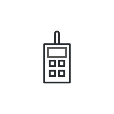 Bu minimalist vektör illüstrasyonunda bir el bilgisayarı görülüyor. Basit bir anten, temiz bir ekran alanı ve dört düğme ile modern ve anlaşılır