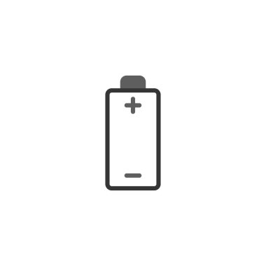 Bir pilin basit ve temiz bir çizimi elektronik cihazlar için enerji ve gücü sembolize eder. Şarj, elektrik ve mobil çözümleri temsil ediyor. Bu grafik simgesi sürdürülebilir ve