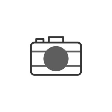 Temiz ve modern bir kamera ikonu dijital fotoğrafçılığı ve görsel kaydı temsil eder. Hafıza yakalama, yaratıcı teknoloji ya da basit resimcilik tasarımları için idealdir. Bu gösterişli tasarımı iletir,
