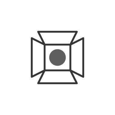 Sahne ışıklarının, tiyatro ya da stüdyo ışıklarını temsil eden minimalist bir illüstrasyonudur. Bu grafik unsur eğlence endüstrisini, gösteri üretimini veya teknik olarak sembolize etmek için kullanılabilir.