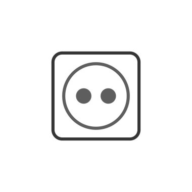 Evlerde ve binalarda bulunan temel güç arayüzünü vurgulayan bir elektrik prizinin minimalist bir çizimi. Bu sembol bir elektrik kaynağına olan bağlantıyı temsil ediyor.