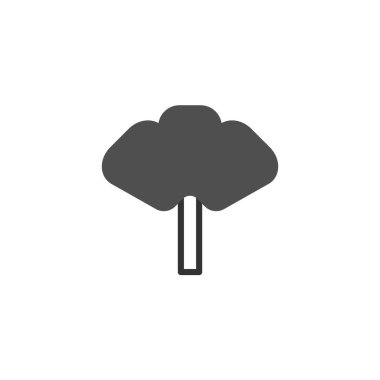 Bu bir Ginkgo biloba ağacının minimalist bir çizimi. Basit bir simge ya da sembol olarak sunulan sembol, çok yönlülüğe olanak sağlayan beyaz bir arkaplanda izole edilir. Tek şekil doğayı temsil eder.