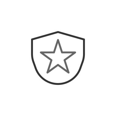 Tek bir simetrik yıldızla işaretlenmiş bir kalkan ambleminin minimalist bir temsili. Taslak biçimi, sembol ile birleştirildiğinde, güvenilir bir güvenlik duygusu ve dikkate değer bir bilgi aktarıyor