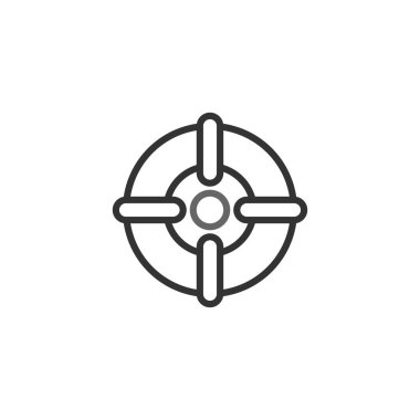 Belirgin bir hedef tahtası olan minimalist bir hedef ikonu içeren bir illüstrasyon. Pazarlama malzemeleri, sunumlar ve sunumlarda odak, doğruluk ve hedef başarısı kavramlarının iletilmesi için idealdir