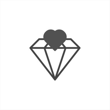 Bu resim, kalple süslenmiş bir elmasın gösterişli bir temsilini içeriyor. Minimalist tasarım sevgi, zarafet ve bağlılık duygularını taşır. Bu çok yönlü bir grafik olabilir.