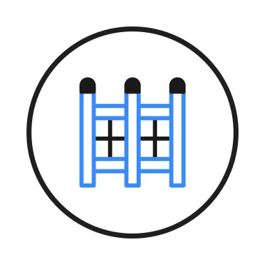 Bir çitin minimalist çizimi, çeşitli dijital uygulamalar için uygun temiz ve modern bir tasarım sergiliyor. Mavi hatlar ve sadeleştirilmiş form görsel olarak çekici bir sembol oluşturur.