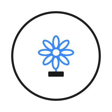 Bir çember içinde bir çiçeğin basit bir grafik gösterimi, bu resim markalaşma, logolar ve dekoratif unsurlar gibi çeşitli uygulamalar için uygun temiz ve stilize bir tasarım içerir.