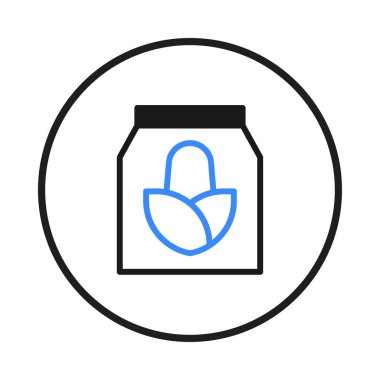 Illustration presents a bag filled with seeds, symbolizing agriculture and planting. It conveys concepts related to growing food, gardening, and the natural world. This design would be suitable for