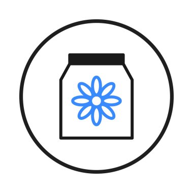 A clean and modern vector icon featuring a stylized flower design within a simple container shape, evoking a sense of natural beauty and structured elegance in design. It represents a unique blend