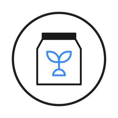 A clean, minimalist illustration depicting sustainable agriculture and environmentally conscious farming practices. The design features a sprouting plant inside a package, symbolizing the