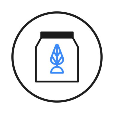 A minimalist illustration presents eco-friendly product packaging, emphasizing sustainability through a prominent leaf symbol. Its clean design communicates environmental consciousness. Perfect for