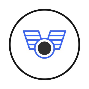 A visually striking emblem presents a modern fusion of geometric shapes, featuring stylized wings and a central circular design, creating a compelling graphic representation suitable for logo and