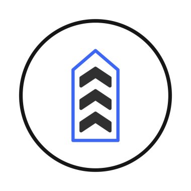 A visually striking image showcasing an abstract chevron pattern pointing upward, enclosed within a circular frame, it is a symbolic representation of upward trajectory, progression, and aiming for