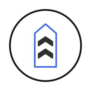 A clear and concise chevron symbol with upward-pointing arrows set against a contrasting backdrop. The design evokes themes of progression, guidance, and a focused trajectory, rendered in a