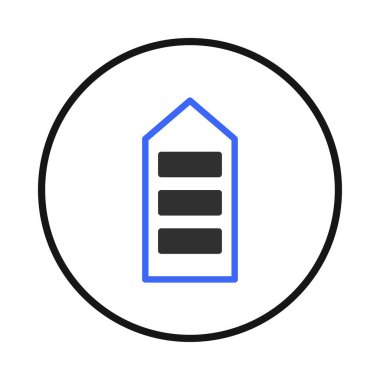 A simplistic and modern graphic illustration showcases a vertical alignment symbol encased within a clean circular frame. The minimalist design offers versatility for various applications,