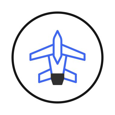 A stylized vector illustration showcasing a modern airplane, suitable for icons, logos, or design elements. This streamlined graphic is relevant for aviation, defense, or technology themes,