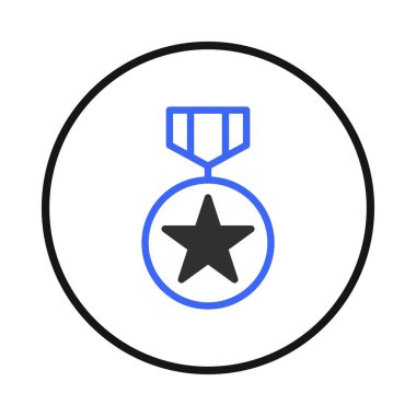 A minimalist illustration features a stylized medal with a central star. The design emphasizes recognition and achievement, suitable for representing awards, honors, and successful milestones,