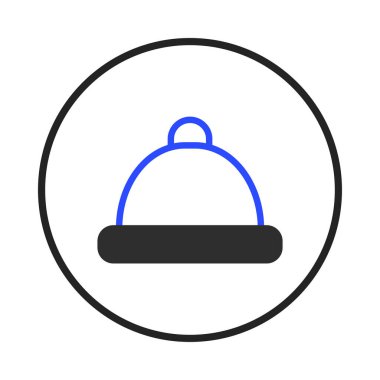 A minimalist icon illustration of a winter hat, rendered in blue and black outlines, set against a circular backdrop. This design conveys a sense of warmth, seasonal fashion, and cozy apparel,