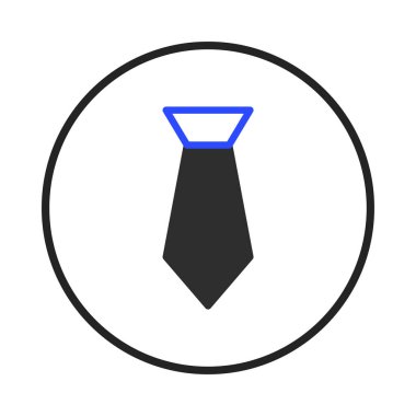 A minimalist yet sophisticated icon featuring a tie inside a circular frame, symbolizing business, professional, and formal attire. The clean lines and modern design convey a sense of elegance and