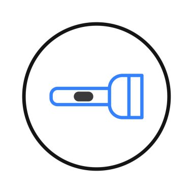 An abstract graphical representation of a handheld flashlight, ideal for illustrating concepts of safety, guidance, or emergency preparedness. This visual element symbolizes portable illumination