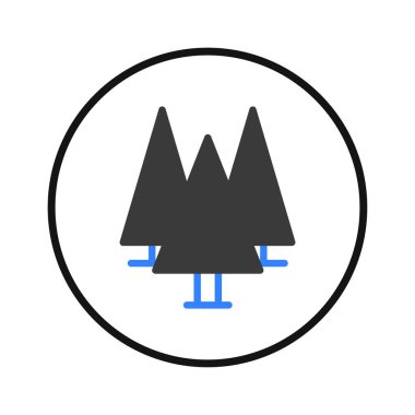 A minimalist design features stylized evergreen trees, creating a forest icon with a modern aesthetic. Its clean geometric shapes offer versatility for logos, environmental themes, branding, or any