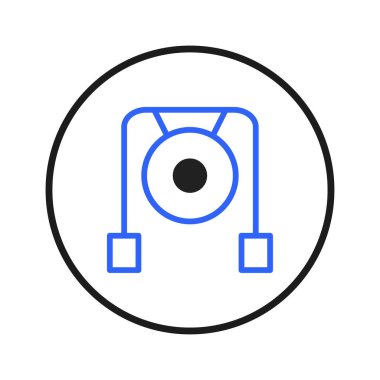 A minimalist rendition of a gong, its blue outline against a clean background conveys the essence of sound in visual form. The circular shape and simple frame evoke concepts of zen, harmony, and