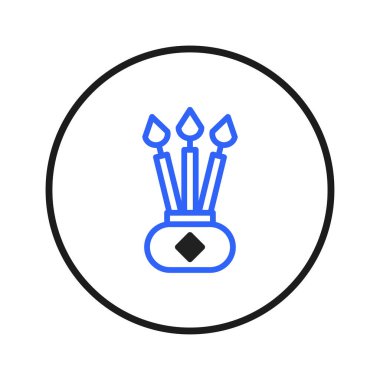 This striking image features three elegant blue candles rising from a vase-like base, all contained within a contrasting black circle. It evokes feelings of peace and contemplation. The clean lines