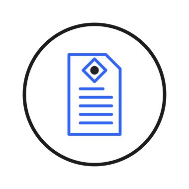 Minimalistic design featuring a blue outlined document icon at the center, characterized by its clean lines and a simple shape, conveying clarity and easy understandability, ideal for presentations