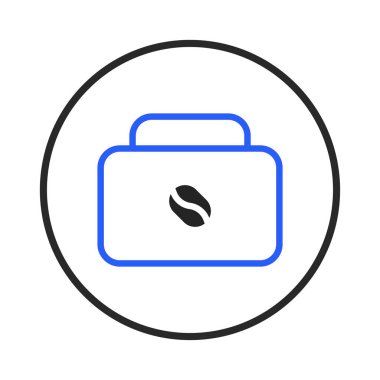 This graphic showcases a modern and minimalist logo. The logo features a coffee bean symbol encased in a blue outlined shape within a circle. This design is perfect for branding a coffee shop or a